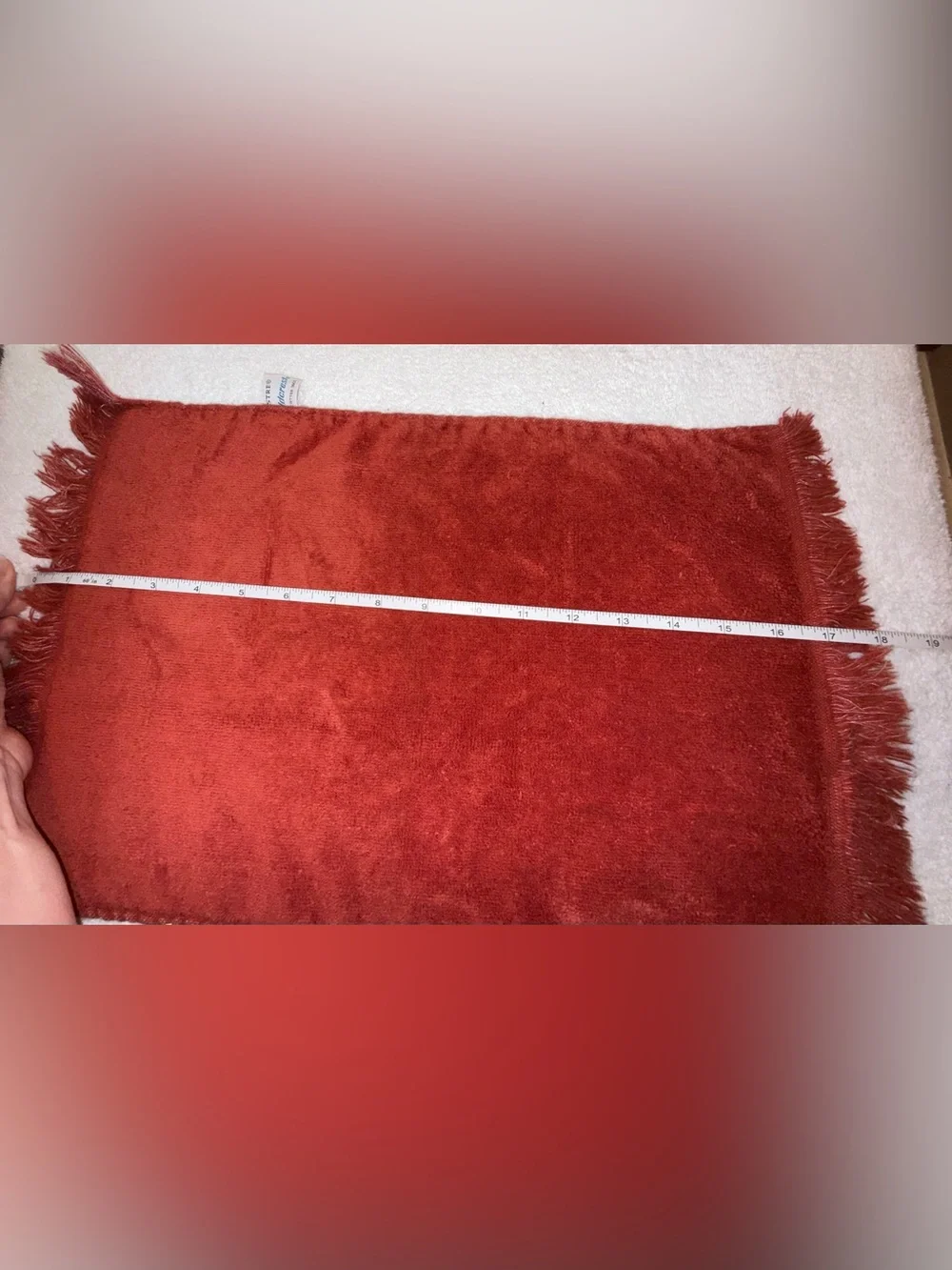Fieldcrest Vintage Red‎ Lustre Cotton Hand Towel w/Fringe Set of 2 1960s MCM